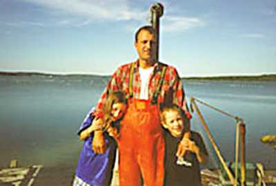 Mussel farmer and family
